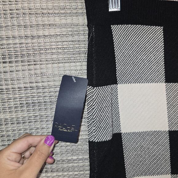 Rachel Rachel Roy Knit Skirt Womens 0X Checker Plaid Pull On Stretchy Work NEW - Picture 2 of 11